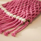 Close-up of fringe stitching and texture on Pink beaded fringe shoulder bag
