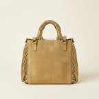 Back panel of Gold fringe clutch bag designer with strap attachments