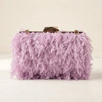 Back panel of Lavender fringe mini bag with strap attachments