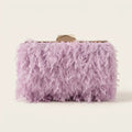 Lavender fringe mini bag, front view