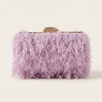 Lavender fringe mini bag, front view
