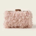 Back panel of Pink fringe mini bag with strap attachments