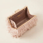 Interior lining and pockets of Pink fringe mini bag