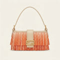 Orange fringe shoulder bags designer, front view
