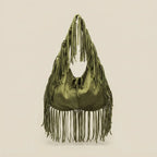 Green green fringe bag, front view