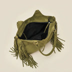 Interior lining and pockets of Green green fringe bag