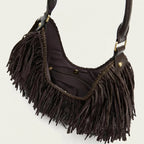 Interior lining and pockets of Coffee hippie fringe bag