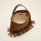Interior lining and pockets of Brown large brown fringe bag