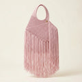 Pink mini fringe shoulder bag, front view