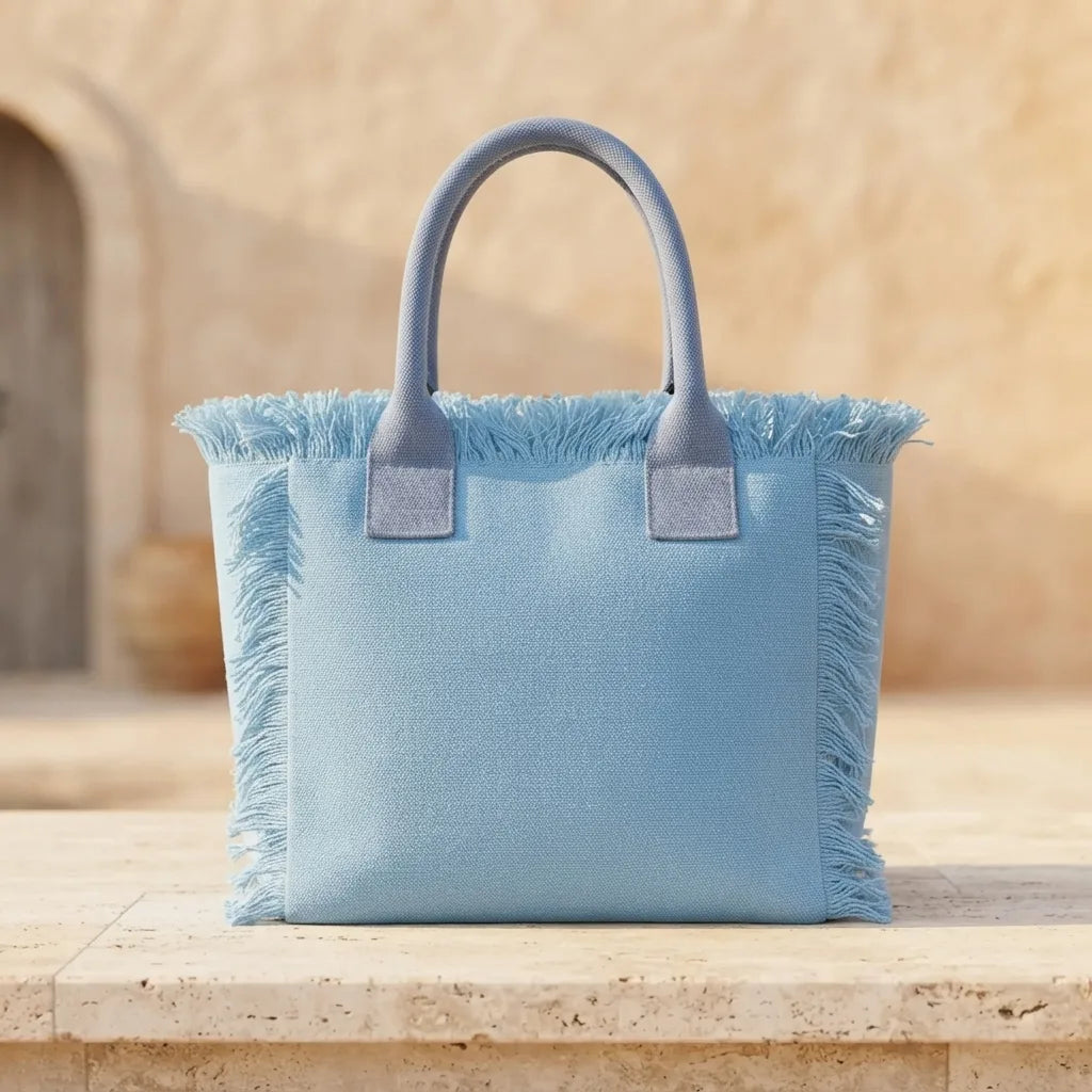 Light Blue beach bag, front view